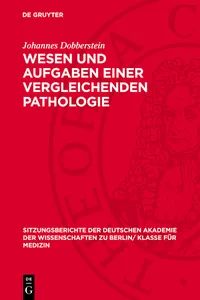 Wesen und Aufgaben einer vergleichenden Pathologie_cover