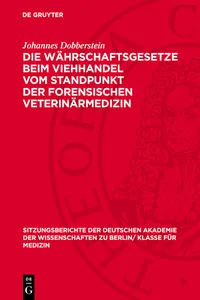 Die Währschaftsgesetze beim Viehhandel vom Standpunkt der forensischen Veterinärmedizin_cover