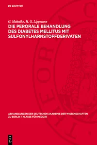 Die perorale Behandlung des Diabetes mellitus mit Sulfonylharnstoffderivaten_cover