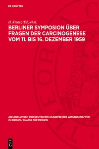 Berliner Symposion über Fragen der Carcinogenese vom 11. bis 16. Dezember 1959_cover