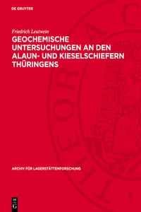 Geochemische Untersuchungen an den Alaun- und Kieselschiefern Thüringens_cover