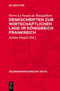 Denkschriften zur wirtschaftlichen Lage im Königreich Frankreich_cover