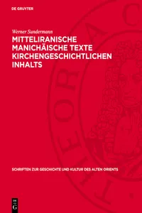 Mitteliranische manichäische Texte kirchengeschichtlichen Inhalts_cover