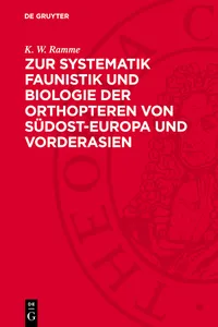 Zur Systematik Faunistik und Biologie der Orthopteren von Südost-Europa und Vorderasien_cover