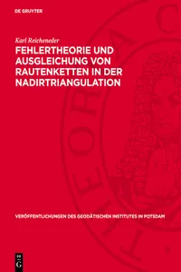 Fehlertheorie und Ausgleichung von Rautenketten in der Nadirtriangulation_cover