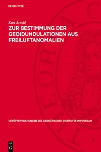 Zur Bestimmung der Geoidundulationen aus Freiluftanomalien_cover