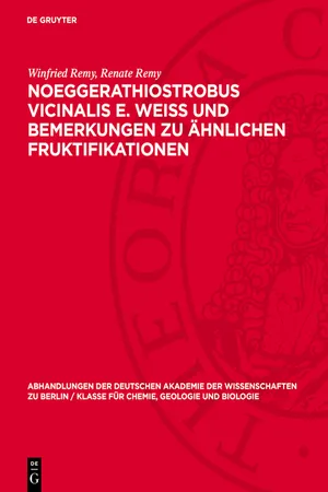 Noeggerathiostrobus Vicinalis E. Weiss und Bemerkungen zu ähnlichen Fruktifikationen