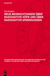 Neue Beobachtungen über radioaktive Höfe und über radioaktive Sprengungen_cover