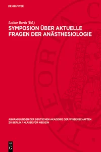 Symposion über aktuelle Fragen der Anästhesiologie_cover