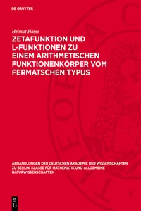 Zetafunktion und L-Funktionen zu einem arithmetischen Funktionenkörper vom Fermatschen Typus_cover