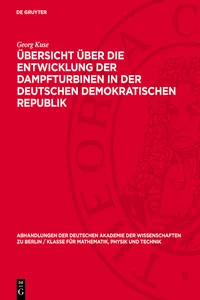 Übersicht über die Entwicklung der Dampfturbinen in der Deutschen Demokratischen Republik_cover