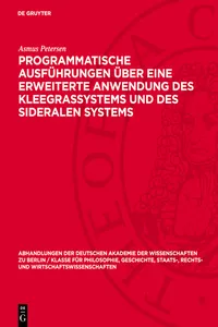 Programmatische Ausführungen über eine erweiterte Anwendung des Kleegrassystems und des sideralen Systems_cover