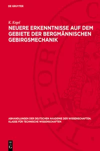 Neuere Erkenntnisse auf dem Gebiete der bergmännischen Gebirgsmechanik_cover