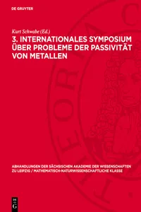 3. Internationales Symposium über Probleme der Passivität von Metallen_cover