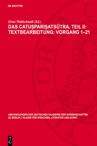 Das Catuṣpariṣatsūtra, Teil II: Textbearbeitung: Vorgang 1–21_cover