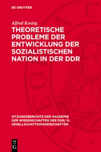 Theoretische Probleme der Entwicklung der sozialistischen Nation in der DDR_cover