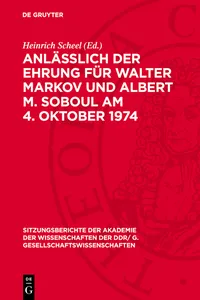 Anläßlich der Ehrung für Walter Markov und Albert M. Soboul am 4. Oktober 1974_cover