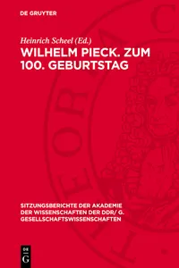 Wilhelm Pieck. Zum 100. Geburtstag_cover