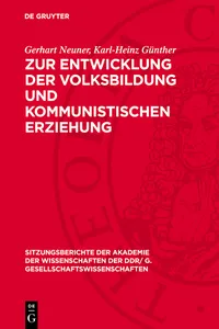 Zur Entwicklung der Volksbildung und kommunistischen Erziehung_cover