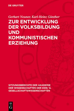 Zur Entwicklung der Volksbildung und kommunistischen Erziehung