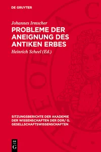 Probleme der Aneignung des antiken Erbes_cover