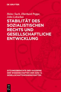 Stabilität des sozialistischen Rechts und gesellschaftliche Entwicklung_cover