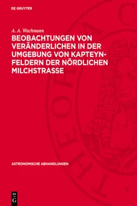 Beobachtungen von Veränderlichen in der Umgebung von Kapteyn-Feldern der nördlichen Milchstraße_cover