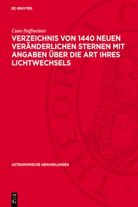 Verzeichnis von 1440 neuen Veränderlichen Sternen mit Angaben über die Art ihres Lichtwechsels_cover