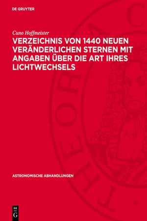 Verzeichnis von 1440 neuen Veränderlichen Sternen mit Angaben über die Art ihres Lichtwechsels