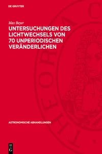 Untersuchungen des Lichtwechsels von 70 unperiodischen Veränderlichen_cover