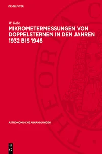 Mikrometermessungen von Doppelsternen in den Jahren 1932 bis 1946_cover