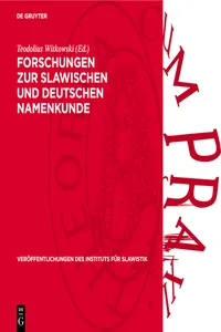 Forschungen zur slawischen und deutschen Namenkunde_cover