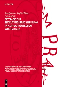 Beiträge zur Bedeutungserschliessung im althochdeutschen Wortschatz_cover