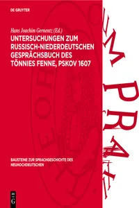 Untersuchungen zum Russisch-niederdeutschen Gesprächsbuch des Tönnies Fenne, Pskov 1607_cover