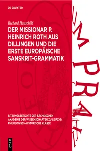 Der Missionar P. Heinrich Roth aus Dillingen und die erste europäische Sanskrit-Grammatik_cover