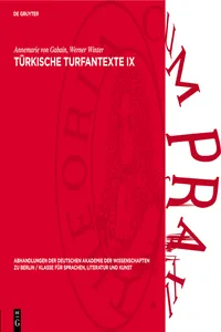 Türkische Turfantexte IX_cover