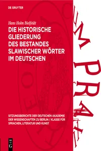 Die historische Gliederung des Bestandes slawischer Wörter im Deutschen_cover