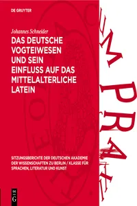 Das deutsche Vogteiwesen und sein Einfluss auf das mittelalterliche Latein_cover