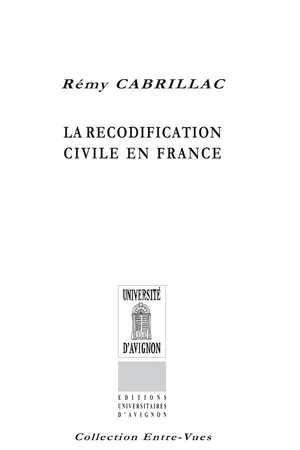 La Recodification civile en France