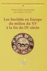 Les Sociétés en Europe du milieu du VIe siècle à la fin du IXe siècle_cover