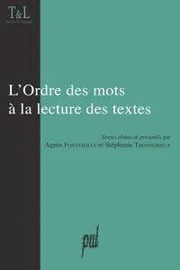 L'Ordre des mots à la lecture des textes_cover