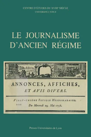 Le Journalisme d'Ancien Régime