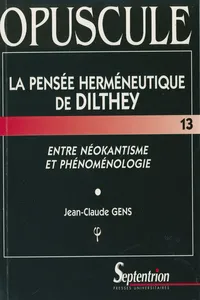 La pensée herméneutique de Dilthey_cover