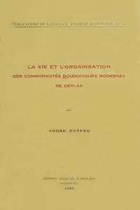 La vie et l'organisation des communautés bouddhiques modernes de Ceylan_cover