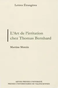 L'Art de l'irritation chez Thomas Bernhard_cover