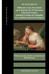 Octavie Belot. Réflexions d'une Provinciale sur le Discours de M. Rousseau, Citoyen de Genève, touchant l'origine de l'inégalité des conditions parmi les hommes_cover