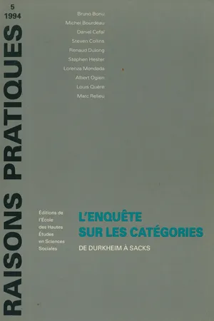 L’enquête sur les catégories