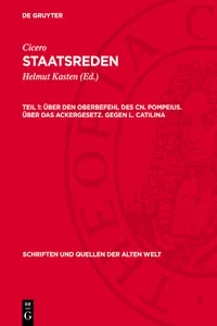 Über den Oberbefehl des Cn. Pompeius. Über das Ackergesetz. Gegen L. Catilina_cover