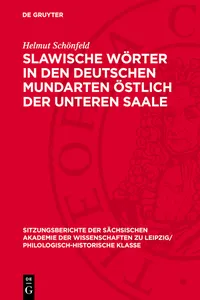 Slawische Wörter in den deutschen Mundarten östlich der unteren Saale_cover