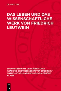 Das Leben und das wissenschaftliche Werk von Friedrich Leutwein_cover